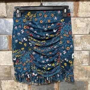 Free People Floral Mini Skirt - Teal and Orange
